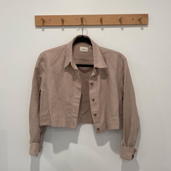Wilfred Heavy Cotton Tan Cropped Collared Button Up Size XS - Picture 3 of 3
